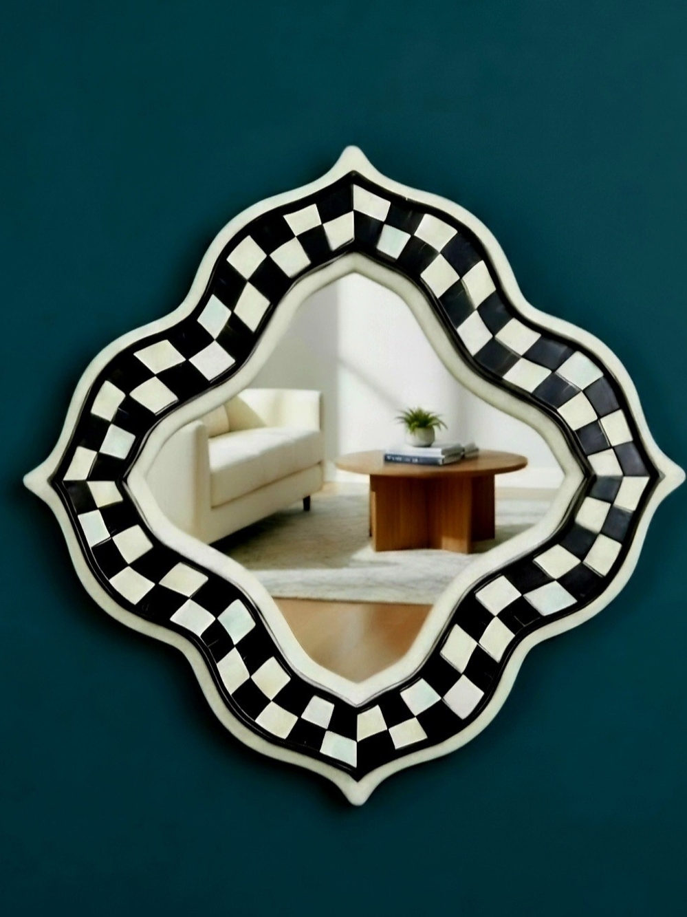 NEW MACKENZIE-CHILDS Quatriflower Wall Mirror, Diamond Mirror Wall Decor. 14×14